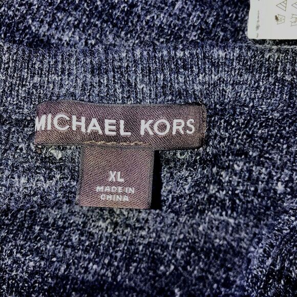 MICHAEL KORS sz XL Cotton Wool Blue Knit Top Long Sleeve Pull Over Sweater - Picture 4 of 5